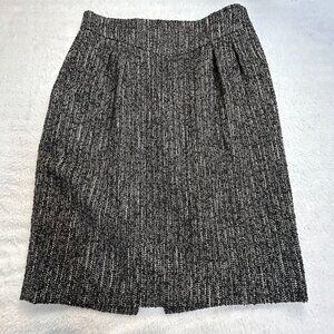 Anne Fontaine Womens Tweed Pencil Skirt Size 38 Black White Lined Career Office
